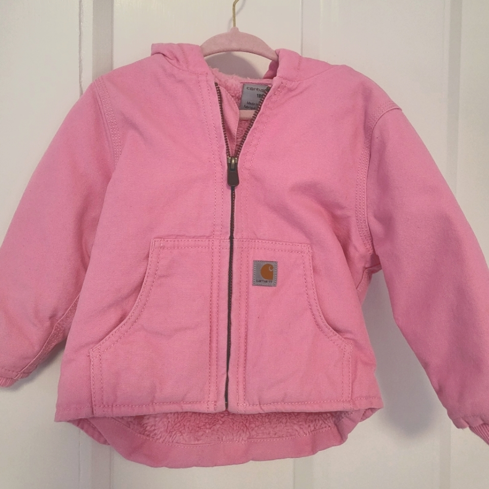 Toddler Carhartt fall/winter lined fleece jacket, pink size 18M